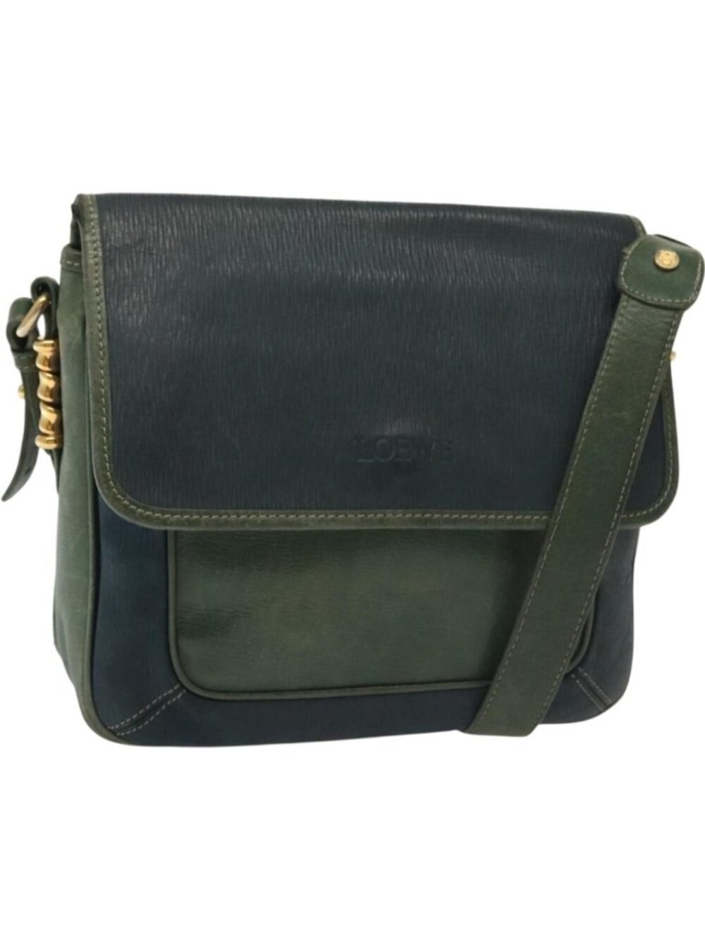 LOEWE Velazquez Shoulder Bag Leather Green Gold